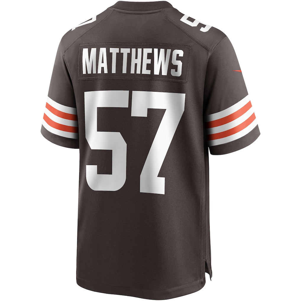 Tlead C.Browns #57 Clay Matthews Brown Game Retired Player Jersey