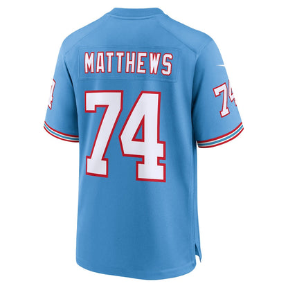 Tlead T.Titans #74 Bruce Matthews Light Blue Retired Player Alternate Game Jersey
