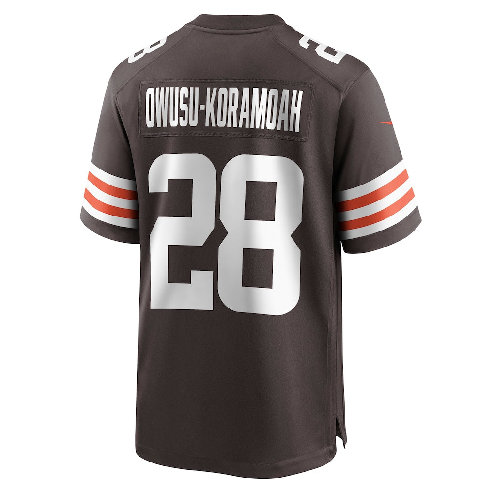 Tlead C.Browns #28 Jeremiah Owusu-Koramoah Brown Game Player Jersey
