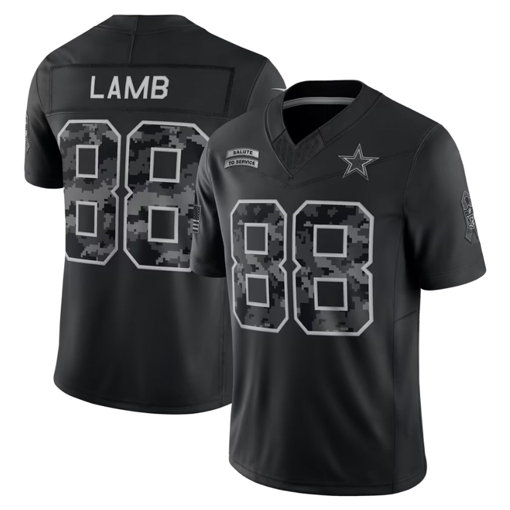 Tlead D.Cowboys #88 CeeDee Lamb Player Black Limited 2026 Salute to Service Home Game Stitched Jerseys
