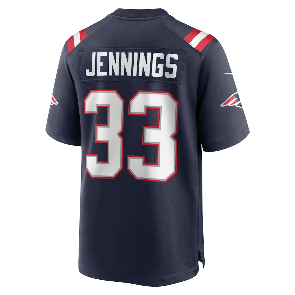 Tlead NE.Patriots #33 Anfernee Jennings Navy Team Game Jersey