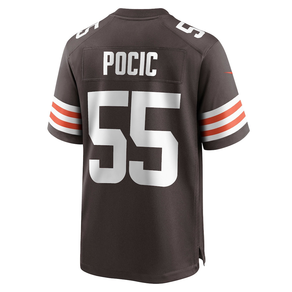 Tlead C.Browns #55 Ethan Pocic Brown Game Jersey