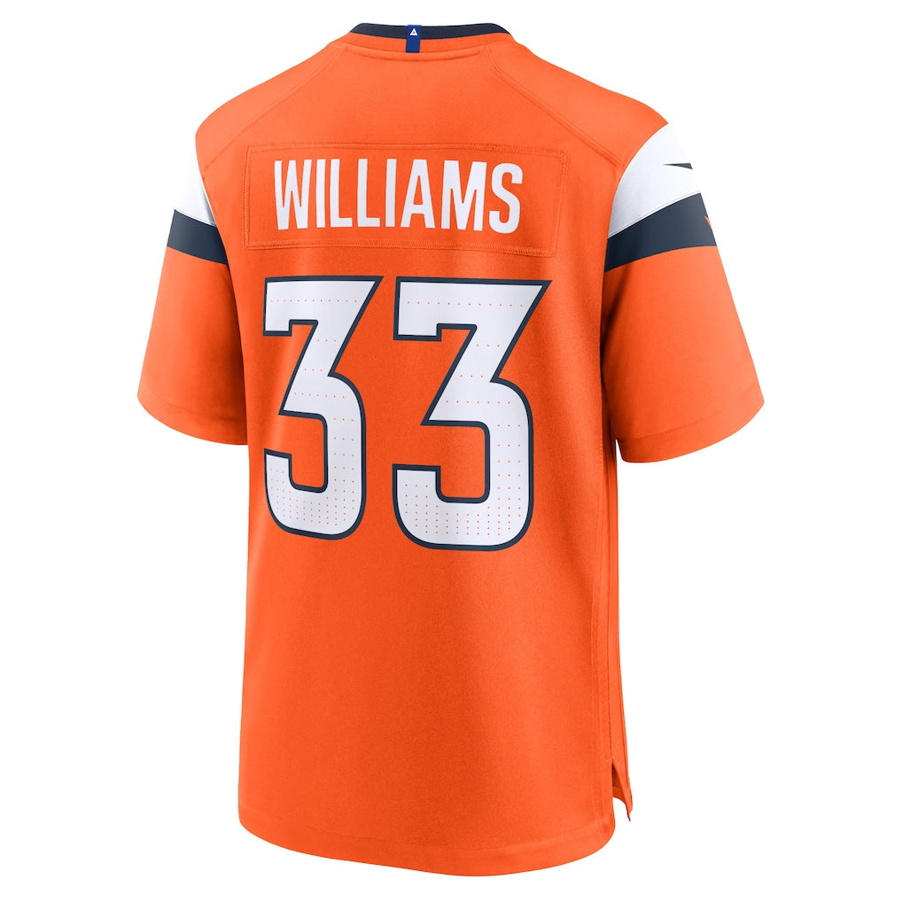 Tlead D.Broncos #33 Javonte Williams Orange Mile High Collection Game Jersey