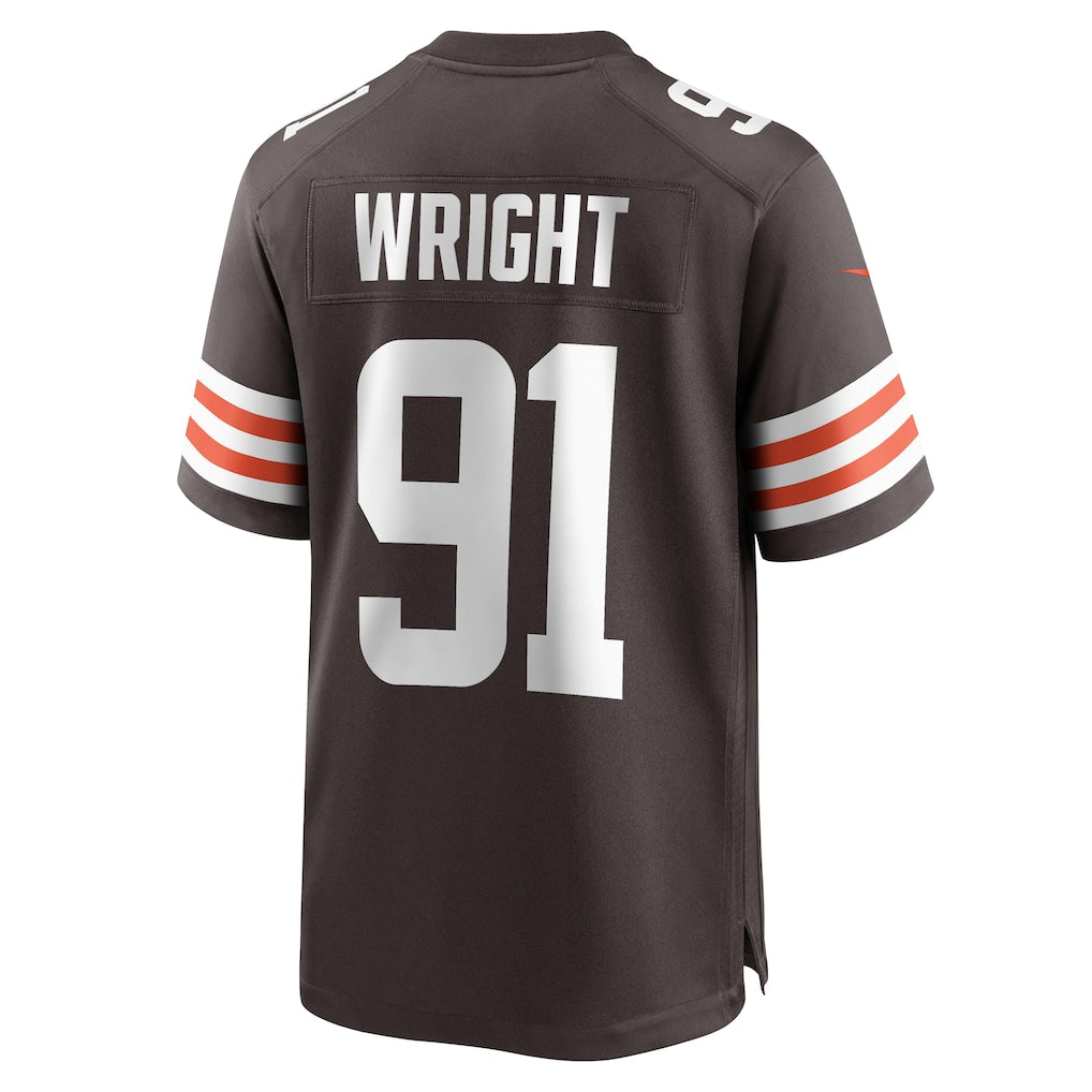 Tlead C.Browns #91 Alex Wright Brown Team Game Jersey