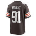 Tlead C.Browns #91 Alex Wright Brown Team Game Jersey