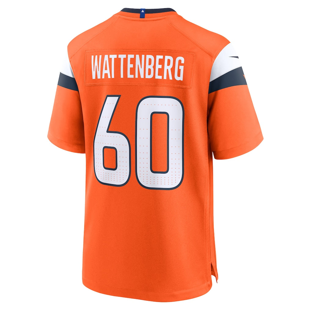 Tlead D.Broncos #60 Luke Wattenberg Orange Team Game Jersey