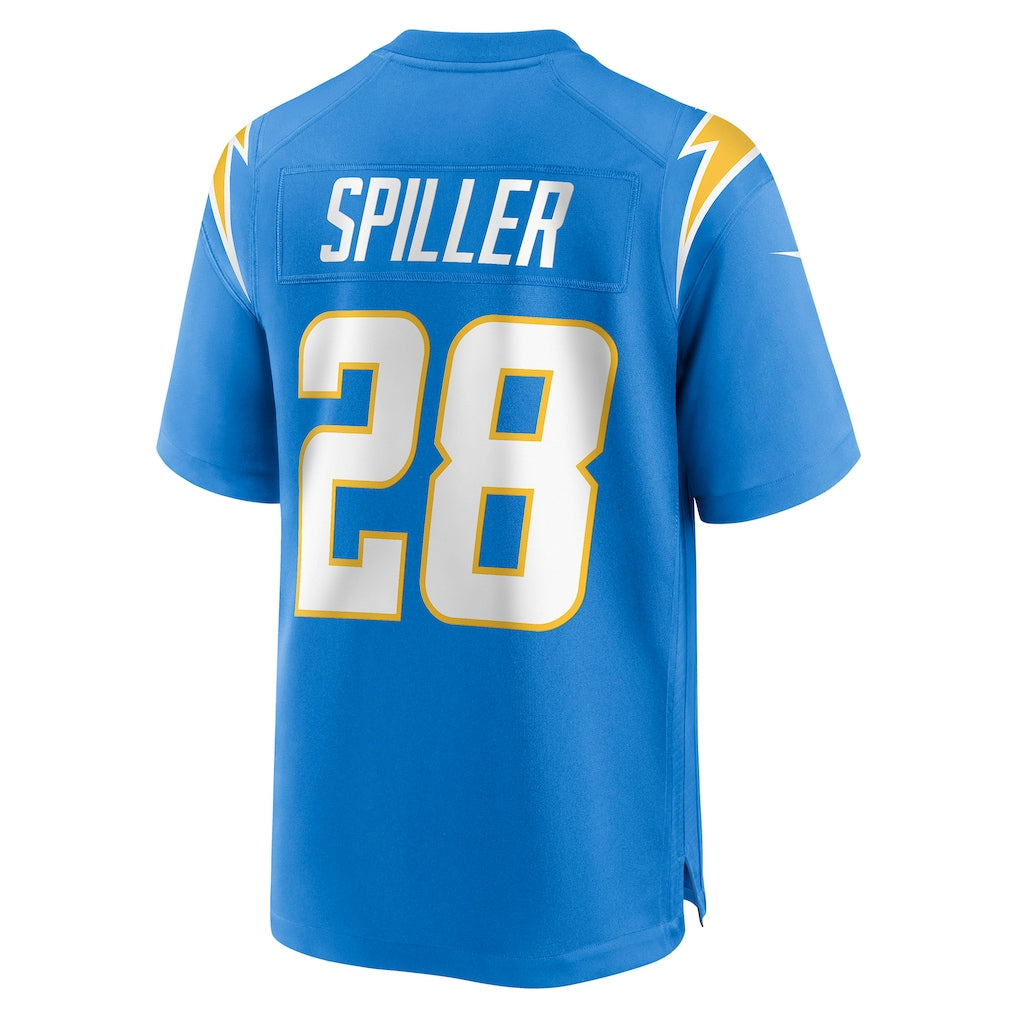 Tlead LA.Chargers #28 Isaiah Spiller Powder Blue Team Game Jersey