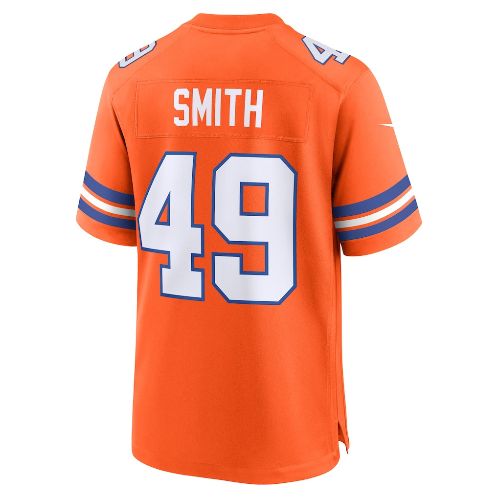 Tlead D.Broncos #49 Dennis Smith Orange Player Game Jersey