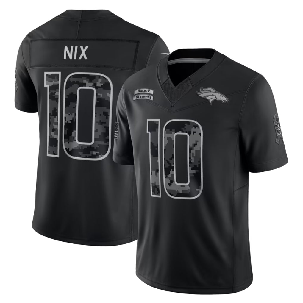 Tlead D.Broncos #10 Bo Nix Player Black Limited 2026 Salute to Service Home Game Stitched Jerseys