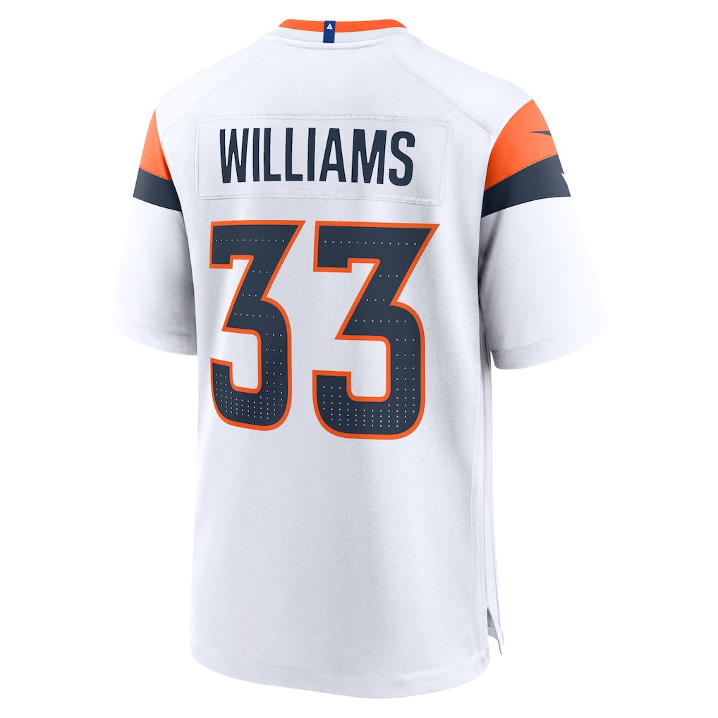 Tlead D.Broncos #33 Javonte Williams White Mile High Collection Game Jersey