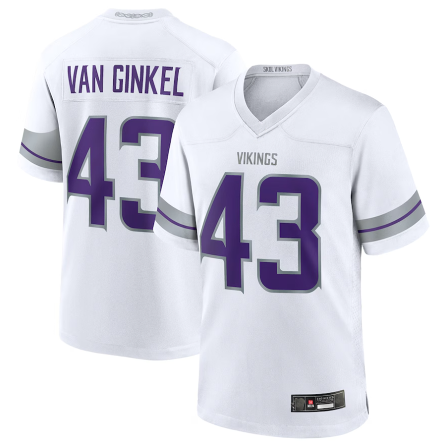 Tlead #43 Andrew Van Ginkel Player MN.Vikings White Alternate Game Stitched Jerseys