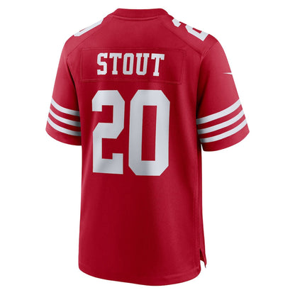 Tlead SF.49ers #20 Upton Stout Scarlet Team Game Jersey