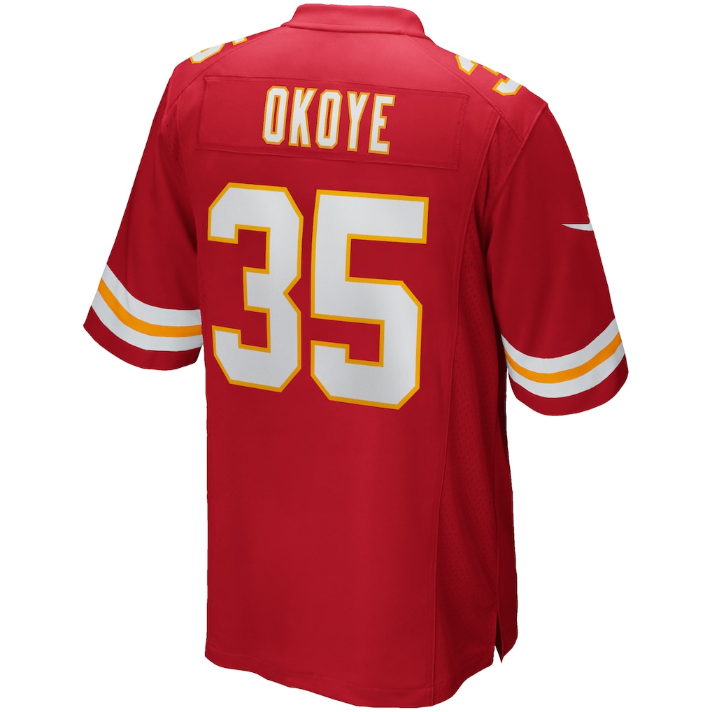 Tlead KC.Chiefs #35 Christian Okoye Red Game Retired Player Jersey
