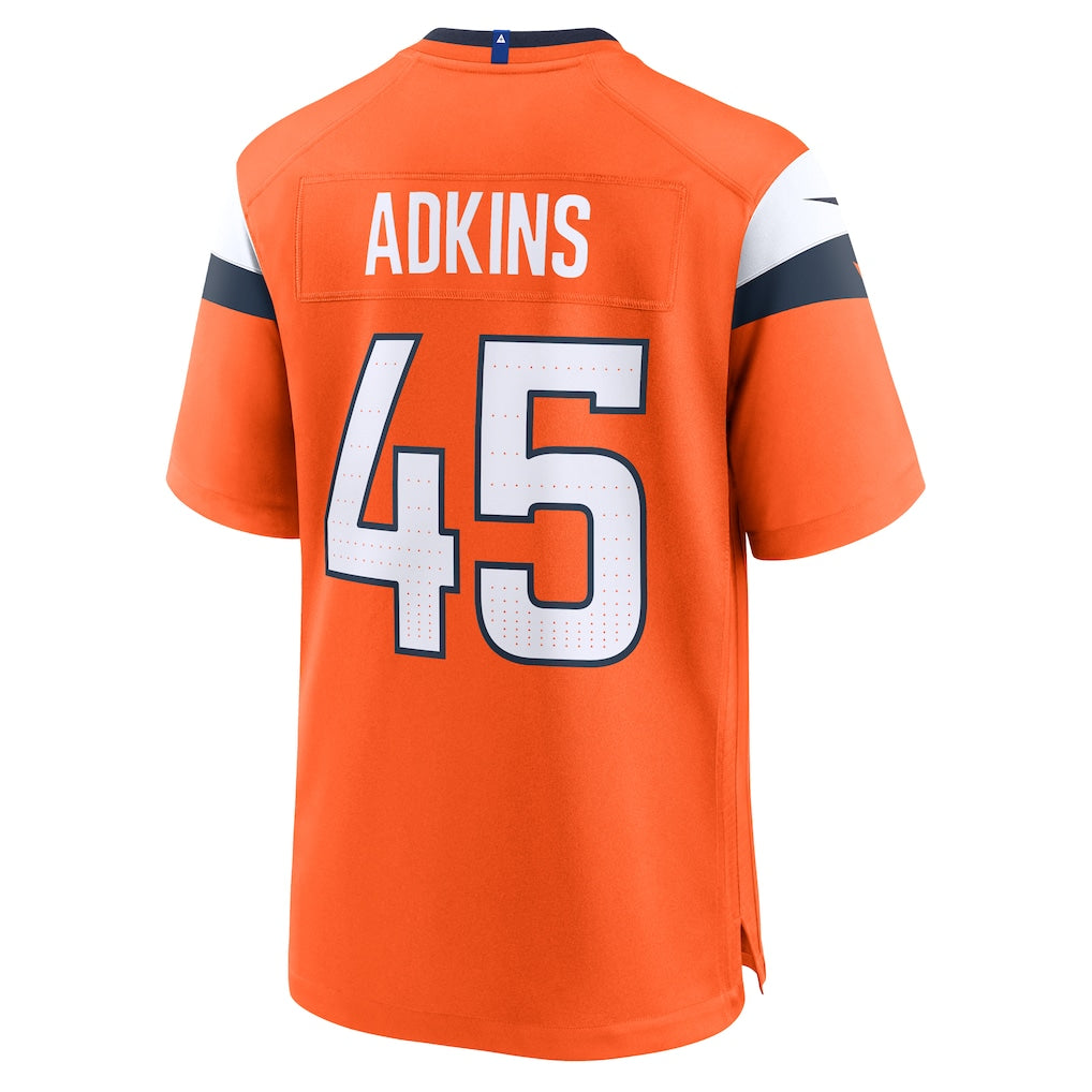 Tlead D.Broncos #45 Nate Adkins Orange Team Game Jersey