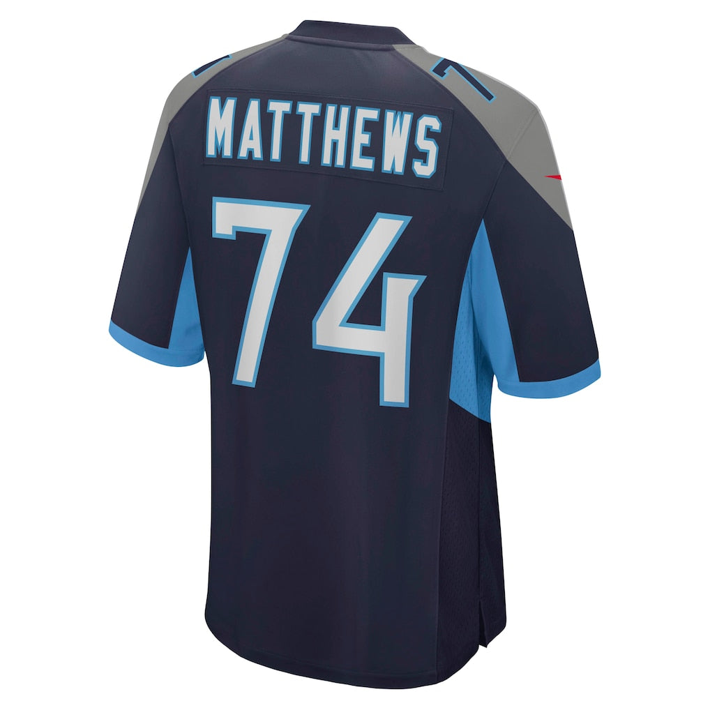 Tlead T.Titans #74 Bruce Matthews Navy Retired Player Jersey