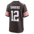 Tlead C.Browns #12 Shedeur Sanders Brown 2025 NFL Draft Game Jersey