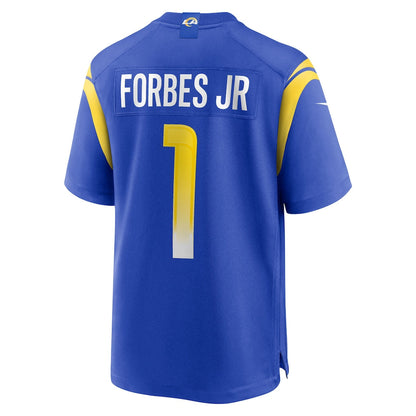 Tlead LA.Rams #1 Emmanuel Forbes Jr. Royal Team Game Jersey
