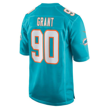 Tlead M.Dolphins #90 Kenneth Grant Aqua 2025 NFL Draft First Round Pick Game Jersey