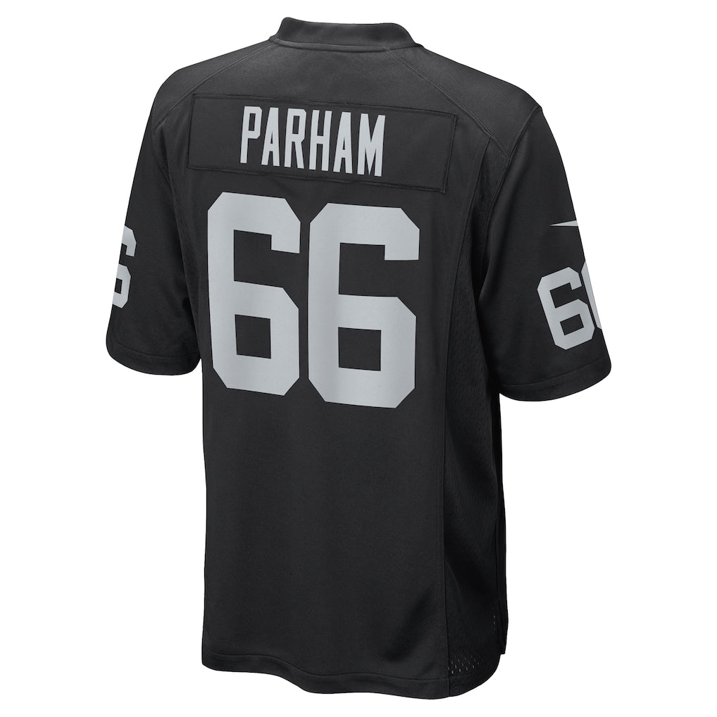 Tlead LV.Raiders #66 Dylan Parham Black Game Player Jersey