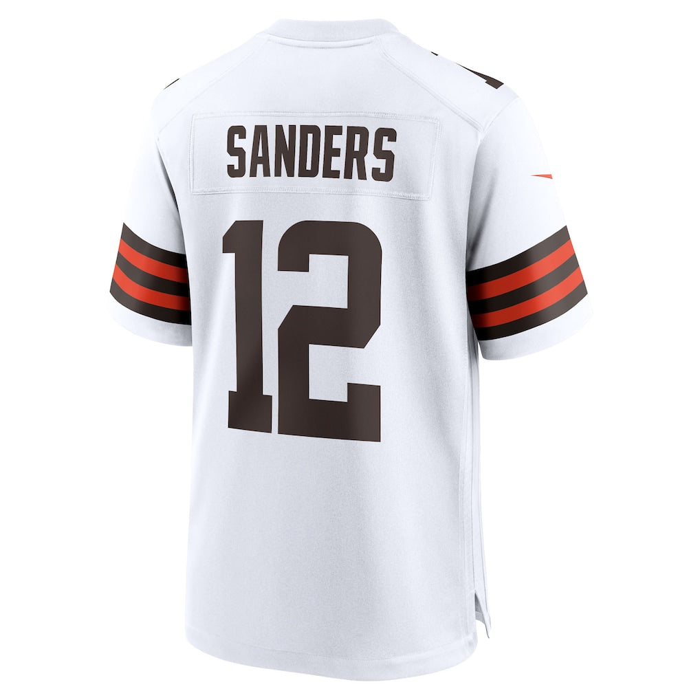 Tlead C.Browns #12 Shedeur Sanders White 2025 NFL Draft Game Jersey