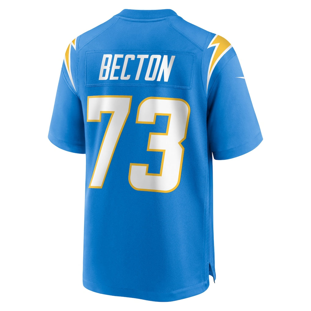 Tlead LA.Chargers #73 Mekhi Becton Powder Blue Team Game Jersey