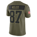 Tlead KC.Chiefs #87 Travis Kelce Olive 2025 Salute to Service Limited Jersey