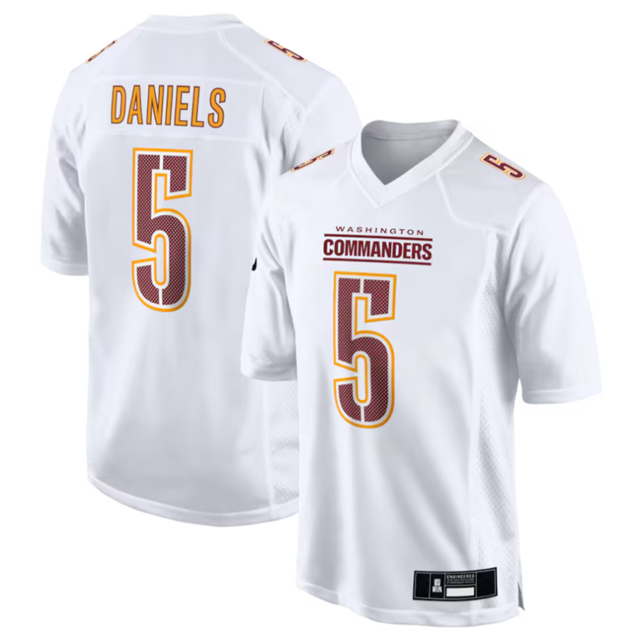 Tlead #5 Jayden Daniels Player W.Commanders Tundra White Fashion Stitched Jerseys