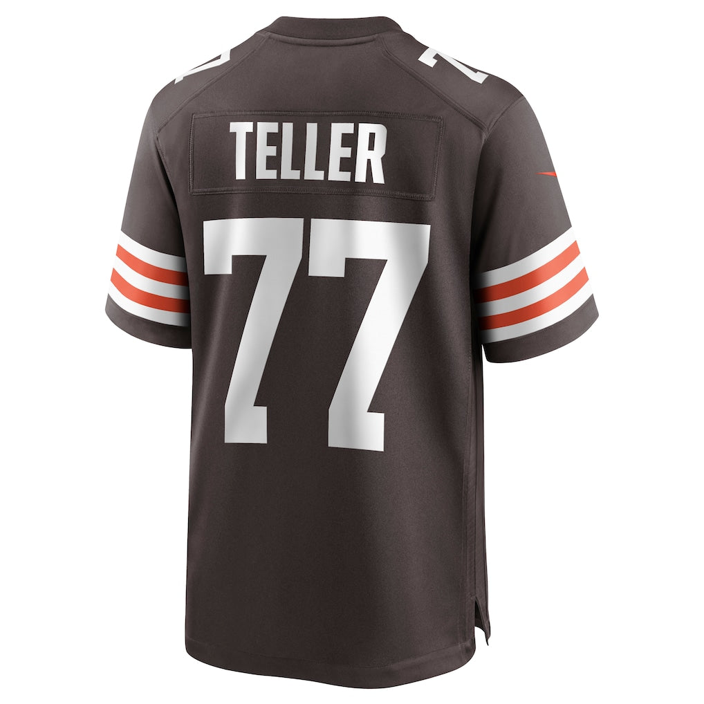 Tlead C.Browns #77 Wyatt Teller Brown Game Jersey