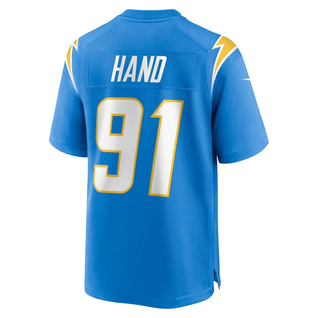 Tlead LA.Chargers #91 Da'Shawn Hand Powder Blue Team Game Jersey