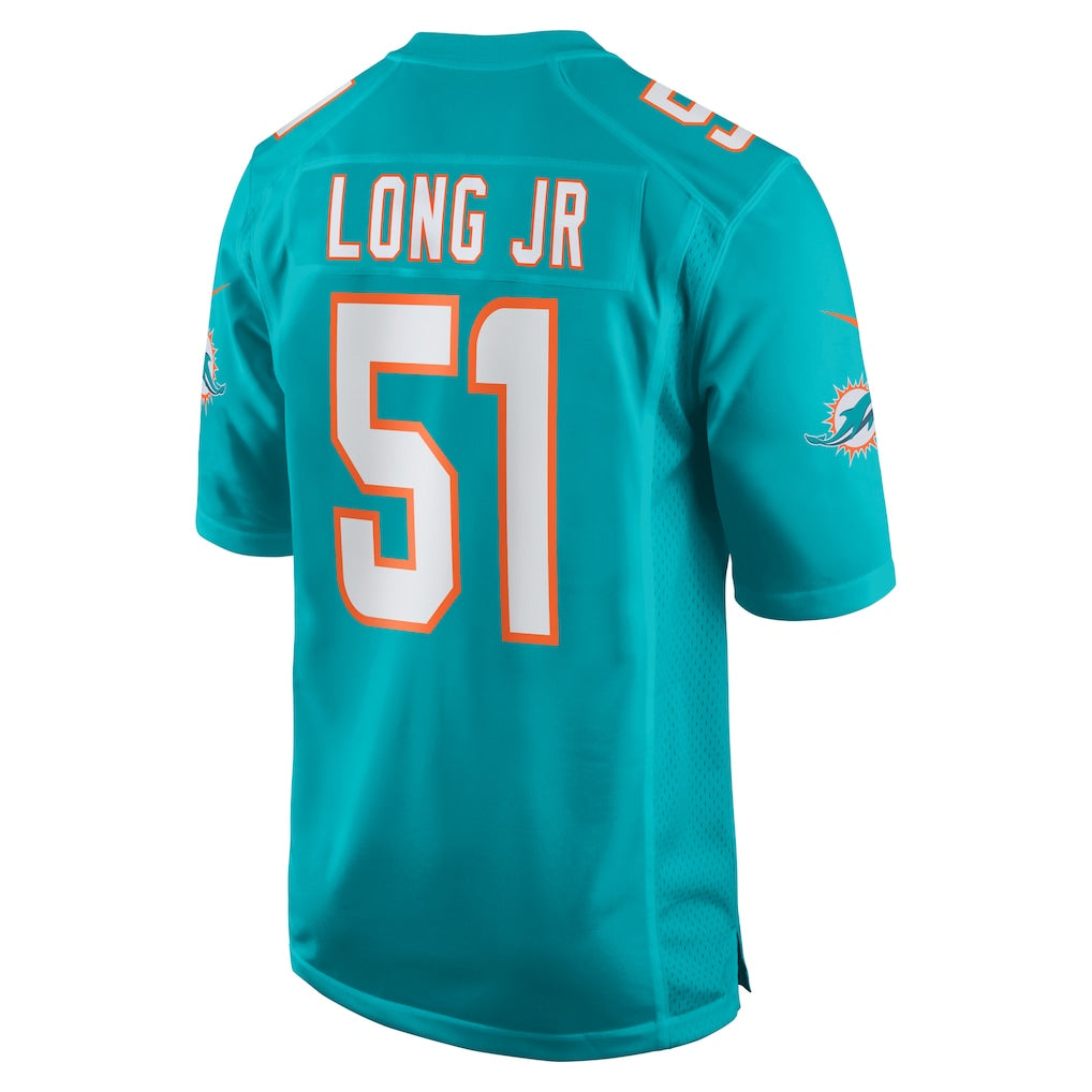 Tlead M.Dolphins #51 David Long Jr. Aqua Game Jersey