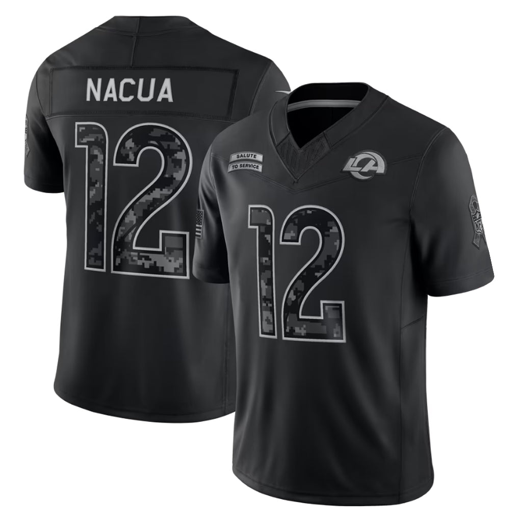 Tlead LA.Rams #12 Puka Nacua Player Black Limited 2026 Salute to Service Home Game Stitched Jerseys