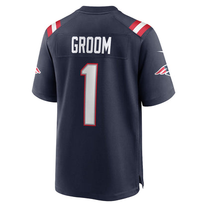 Tlead NE.Patriots #1 Groom Navy Game Jersey