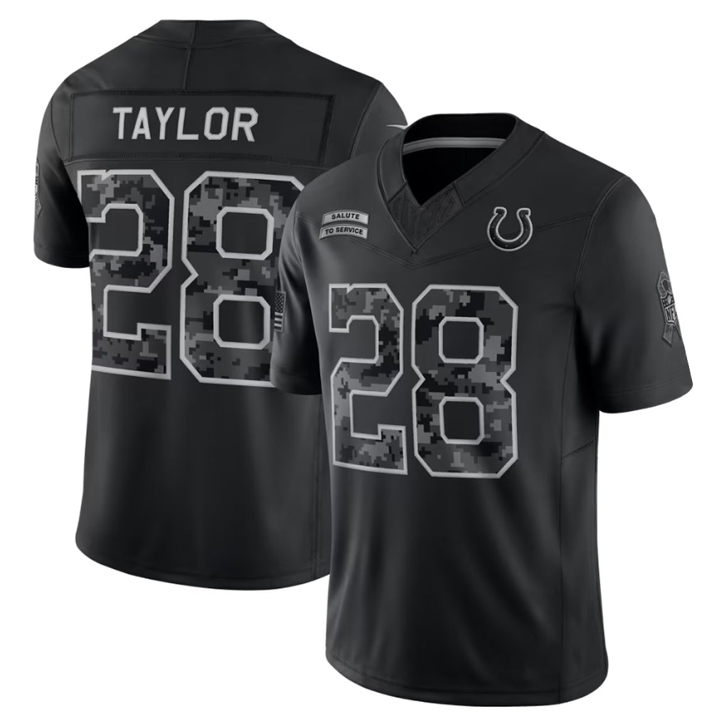 Tlead IN.Colts #28 Jonathan Taylor Player Black Limited 2026 Salute to Service Home Game Stitched Jerseys