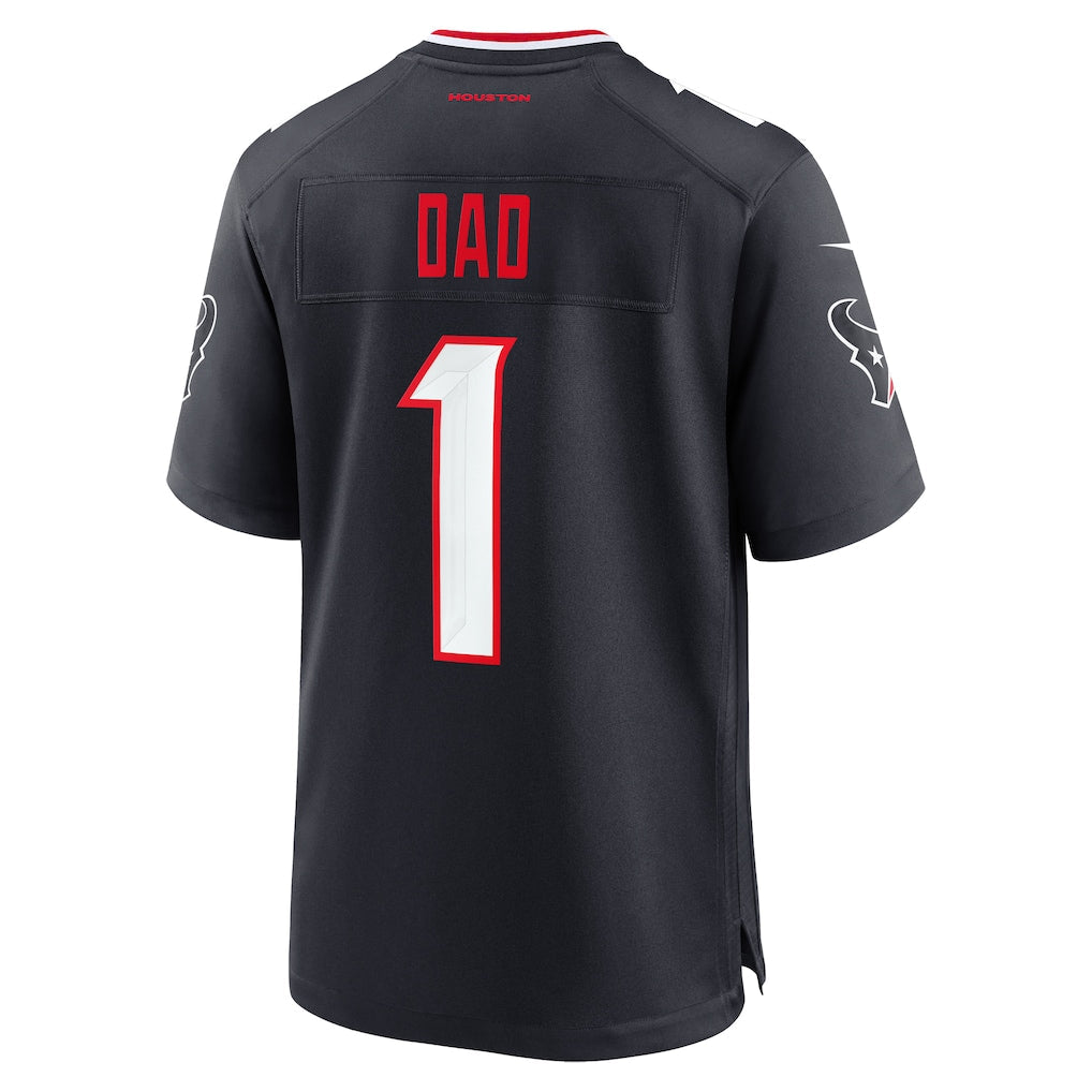 Tlead H.Texans #1 Dad Navy Game Jersey