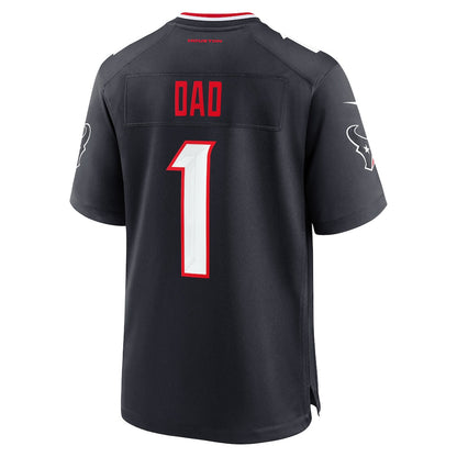 Tlead H.Texans #1 Dad Navy Game Jersey