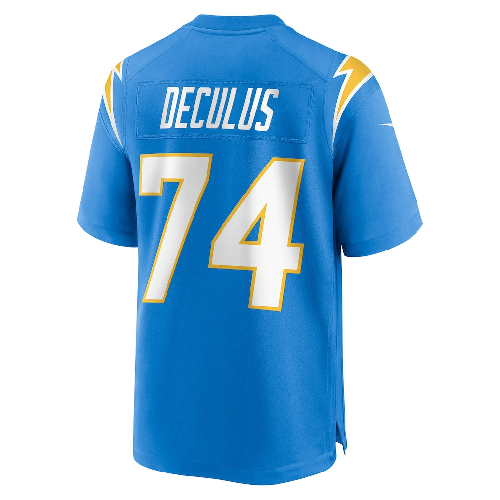 Tlead LA.Chargers #74 Austin Deculus Powder Blue Team Game Jersey