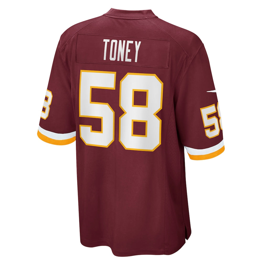 Tlead W.Commanders #58 Shaka Toney Burgundy Game Jersey