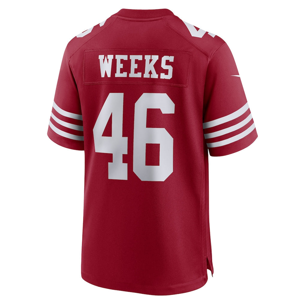 Tlead SF.49ers #46 Jon Weeks Scarlet Team Game Jersey