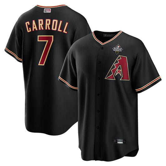 Tlead A.Diamondbacks #7 Corbin Carroll Player Black World Series Replica Personalized Stitched Jerseys
