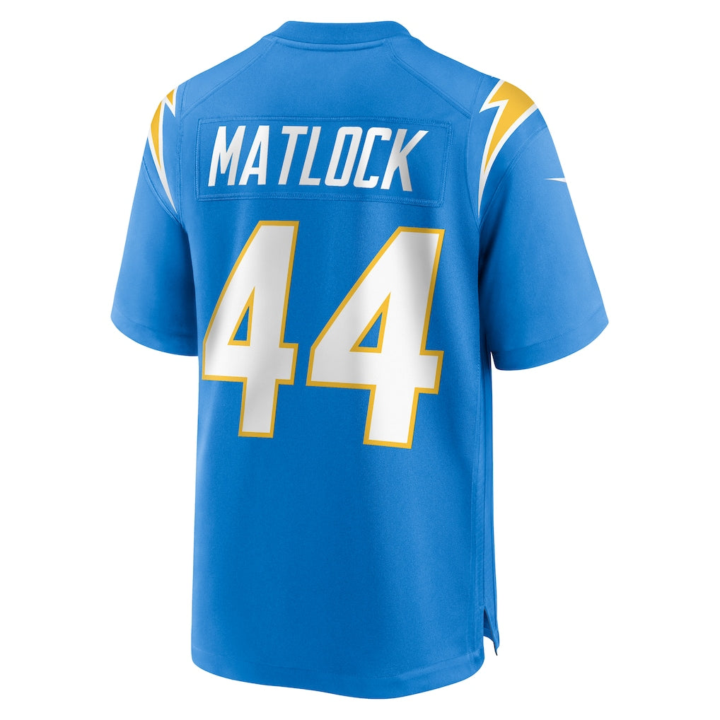 Tlead LA.Chargers #44 Scott Matlock Powder Blue Team Game Jersey
