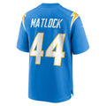 Tlead LA.Chargers #44 Scott Matlock Powder Blue Team Game Jersey