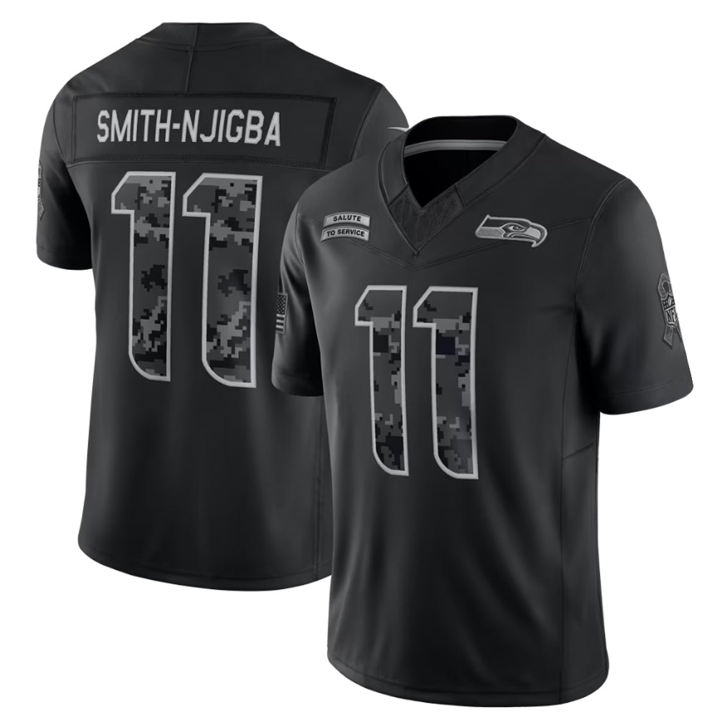 Tlead S.Seahawks #11 Jaxon Smith-Njigba Player Black Limited 2026 Salute to Service Home Game Stitched Jerseys