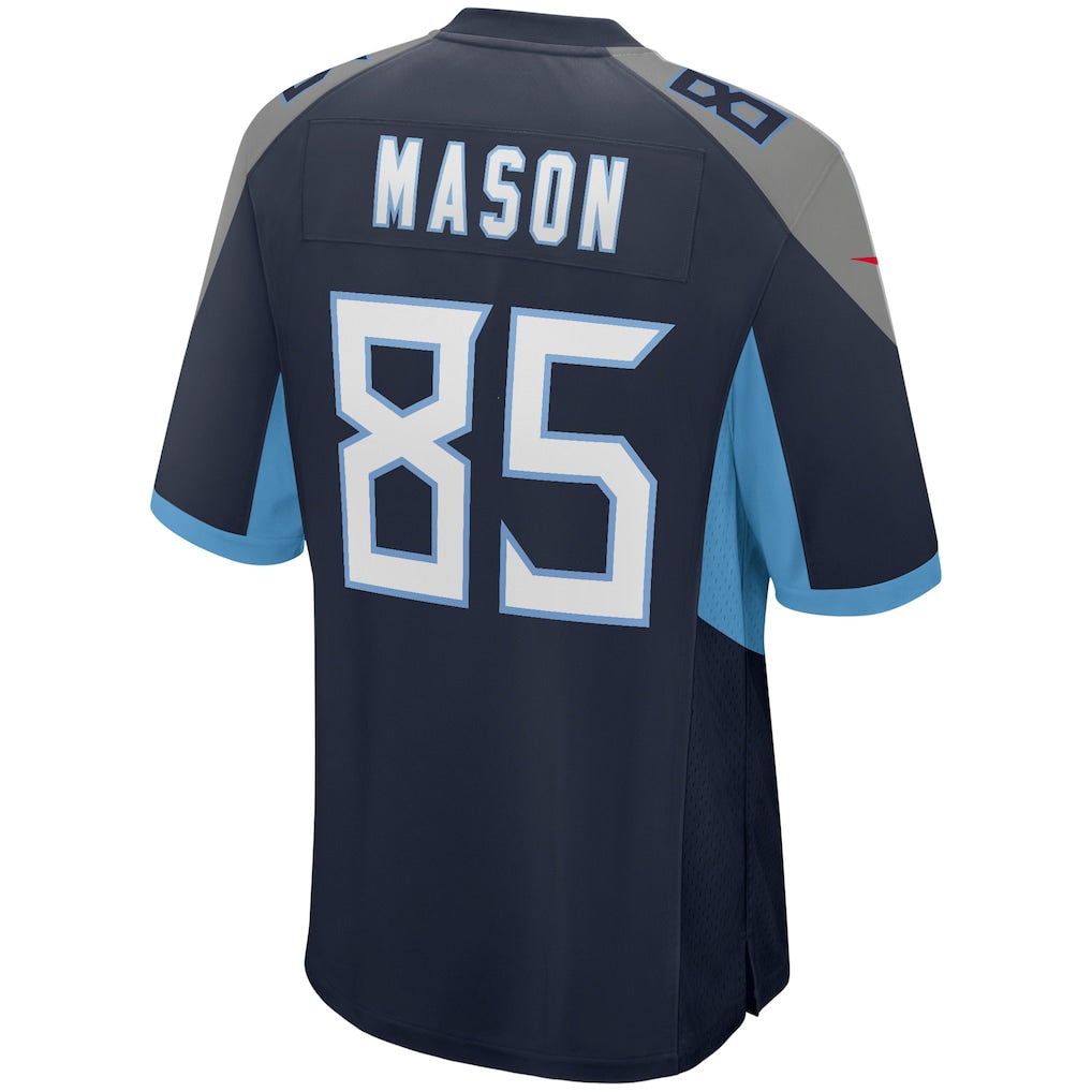 Tlead T.Titans #85 Derrick Mason Navy Game Retired Player Jersey