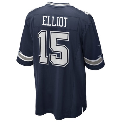 Tlead D.Cowboys #15 Ezekiel Elliott Navy Team Game Jersey