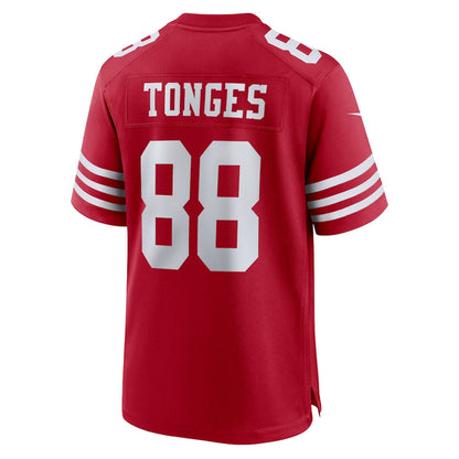 Tlead SF.49ers #88 Jake Tonges Scarlet Team Game Jersey