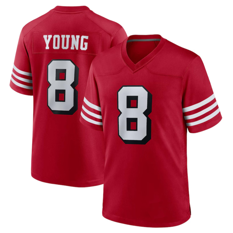 Tlead #8 Steve Young Player SF.49ers Scarlet Alternate Game Stitched Jerseys