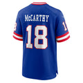Tlead NY.Giants #18 J.J. McCarthy Royal Alternate Legacy Game Jersey
