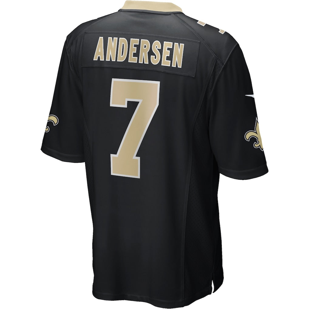 Tlead NO.Saints #7 Morten Andersen Black Game Retired Player Jersey