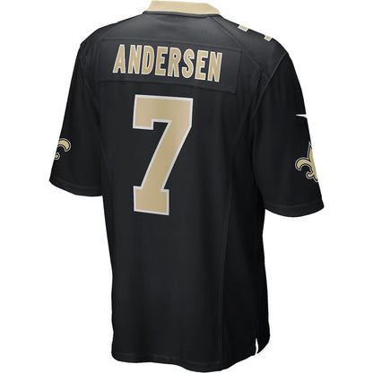 Tlead NO.Saints #7 Morten Andersen Black Game Retired Player Jersey