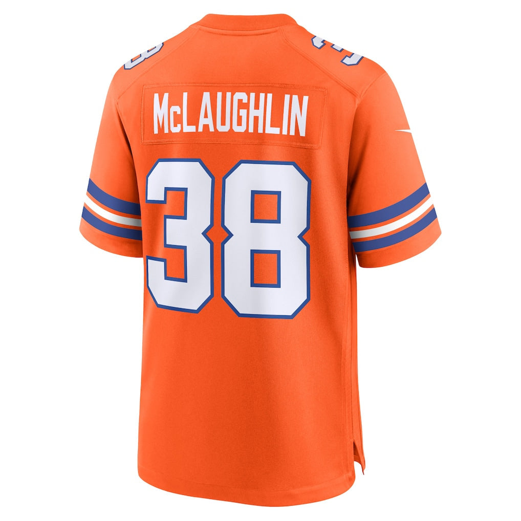 Tlead D.Broncos #38 Jaleel McLaughlin Orange Mile High Collection 1977 Throwback Player Game Jersey